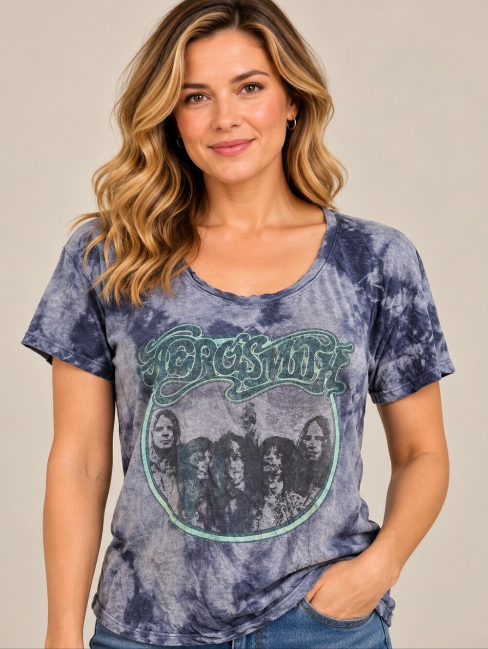Knit Riot Aerosmith Band Tee Tie Dye Graphic Print T-Shirt Small